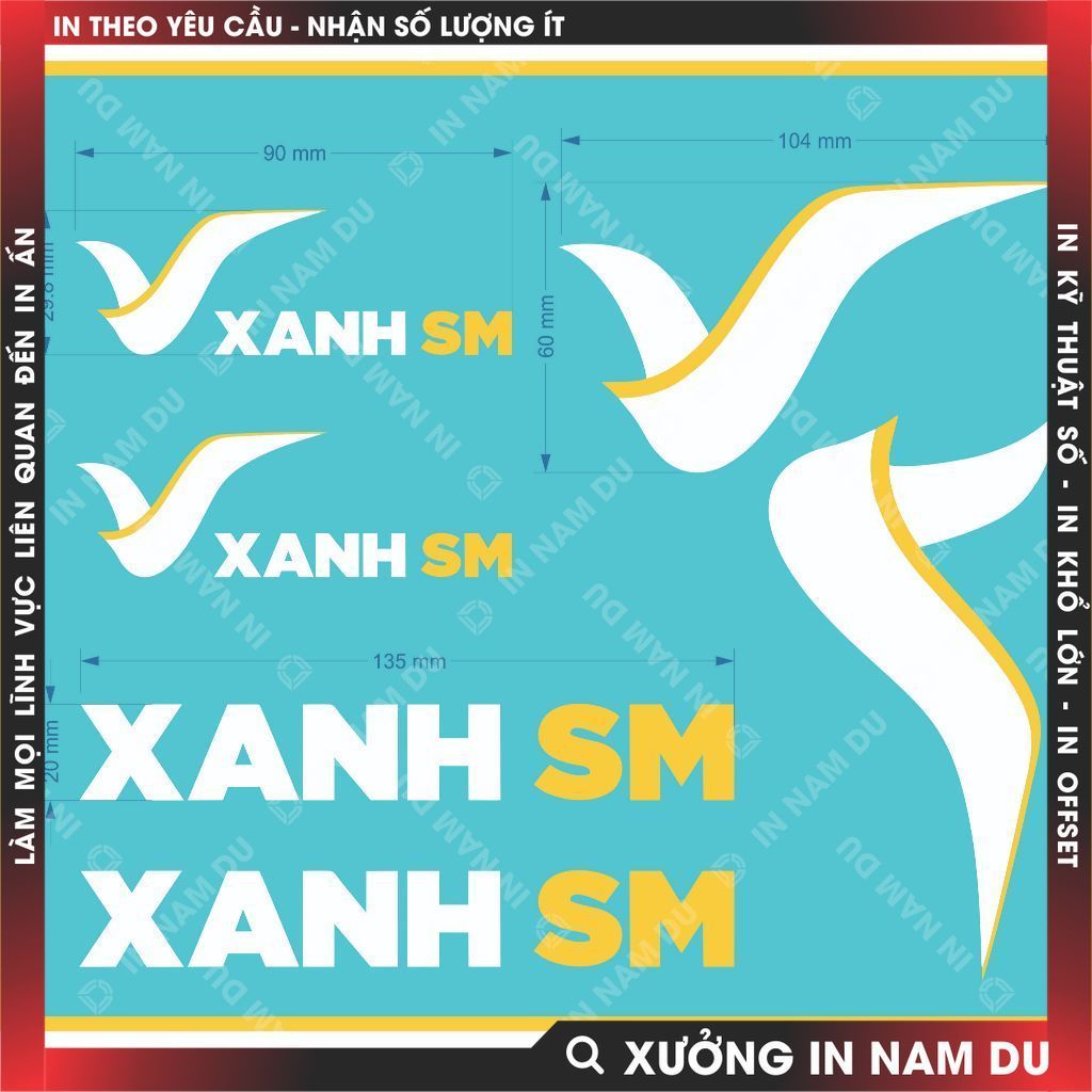 Tem Logo Xanh SM dán Ôtô, Xe máy, Mũ Bảo Hiểm