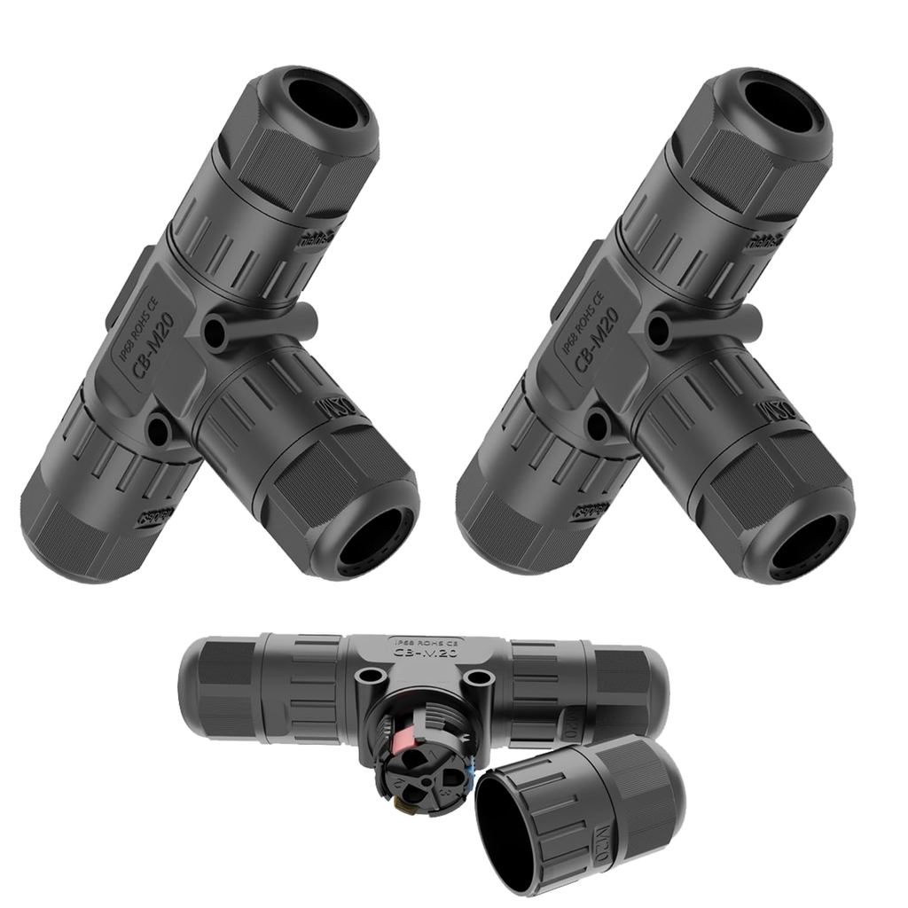 Đầu nối dây 3 cực Hộp nối điện bên ngoài IP68 chống nước, Đầu nối cáp điện, Dễ lắp đặt, M20 cho phạm