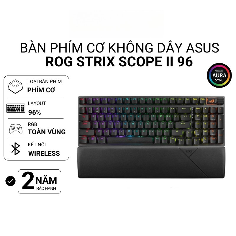 Bàn Phím Cơ Không Dây ASUS ROG STRIX Scope II 96 Wireless 90MP037B-BKUA00 (ROG NX SW) - BH 24 Tháng