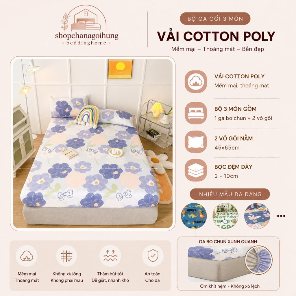 Lẻ ga, Drap cotton poly size 1m6X2m,1m8X2m Các mẫu Hot trend