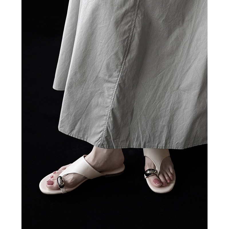 Ngày lễ Nangang 2026 ~Retro Mũi Tròn Flip-Flops Mở Mũi Bằng Dép Đi Bộ Dép Nữ Mùa Hè