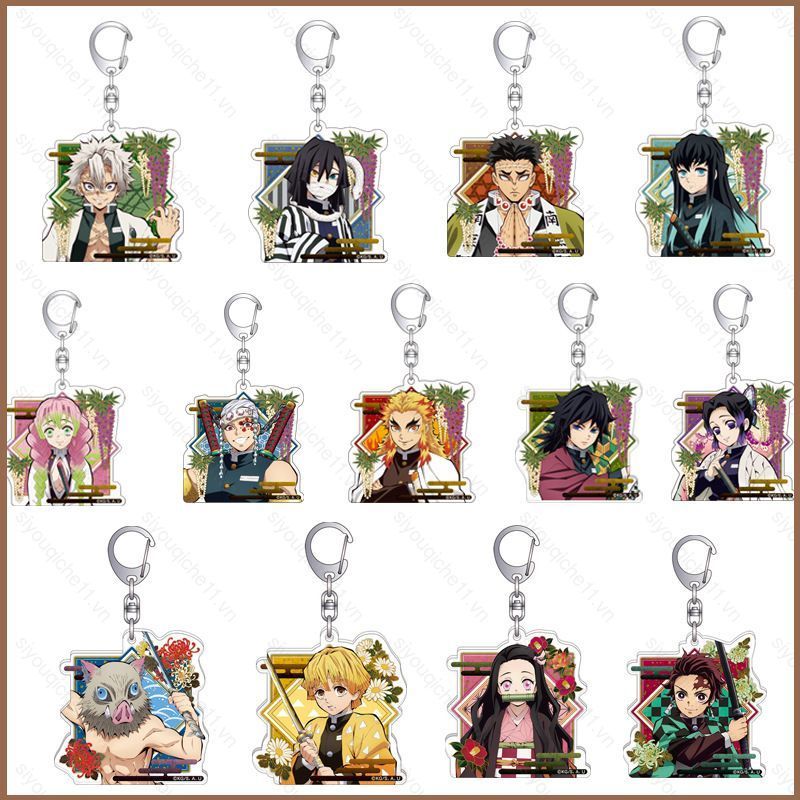 SQ11 Anime Demon slayer Móc Khóa Túi Quà Lưu Niệm Acrylic Pandant Móc Khóa Thời Trang Móc Khóa Tanji