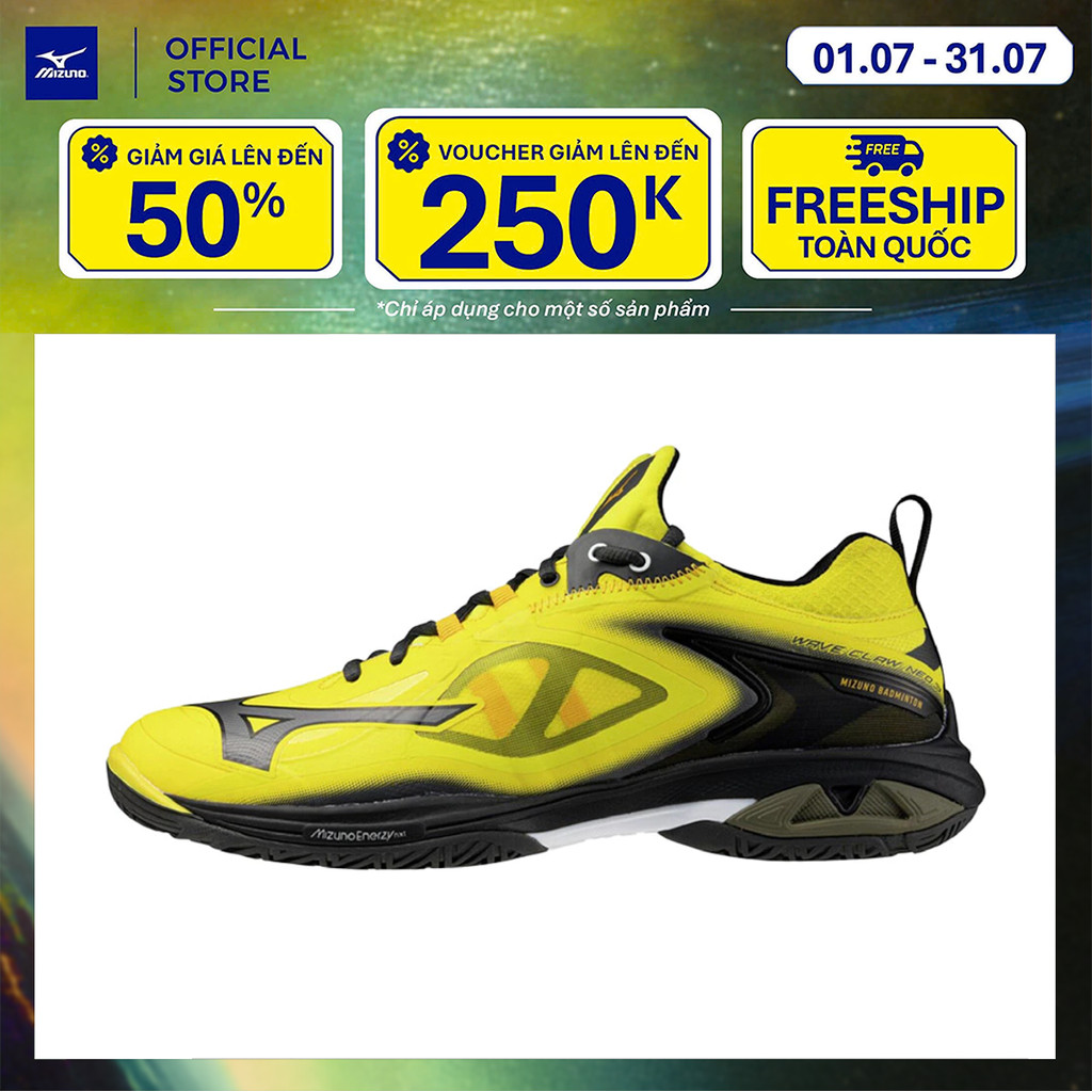 Giày Cầu Lông Unisex Mizuno Wave Claw Neo 3 - Đen Vàng - 71GA247327