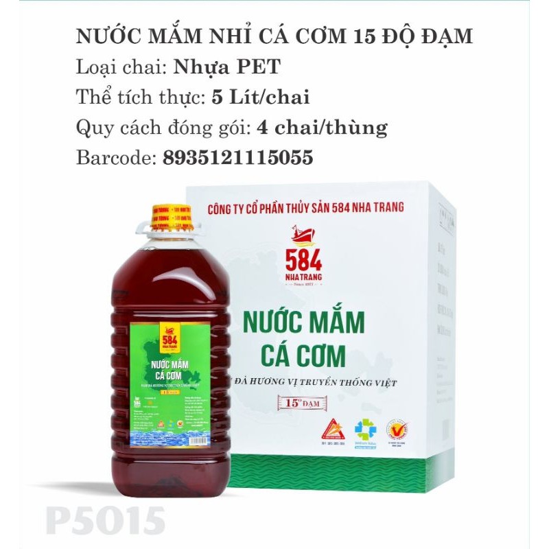 Nước Mắm 584 Nha Trang 15 Độ Đạm 5 lít -P5015 - FED