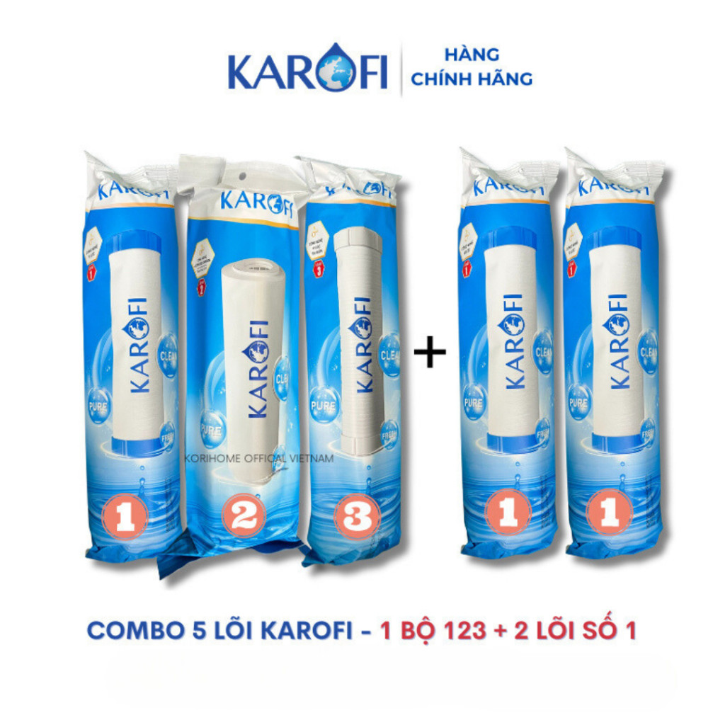 Combo lõi lọc nước Karofi Smax Duo Karofi Livotec Bộ 123 Bộ (123+1) hoặc Bộ (123+11) Chuẩn Chính hãn