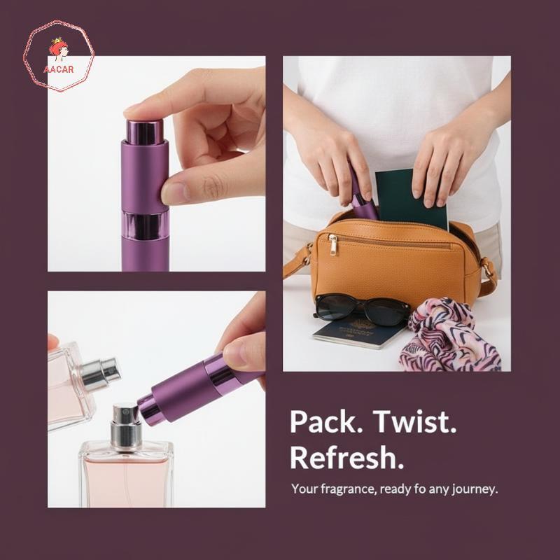 AACAR Rỗng Chai Nước Hoa Có Thể Đổ Lại 4 Chiếc 8ml Mini Di Động Chống Rò Rỉ Cologne Atomizers Cho Du