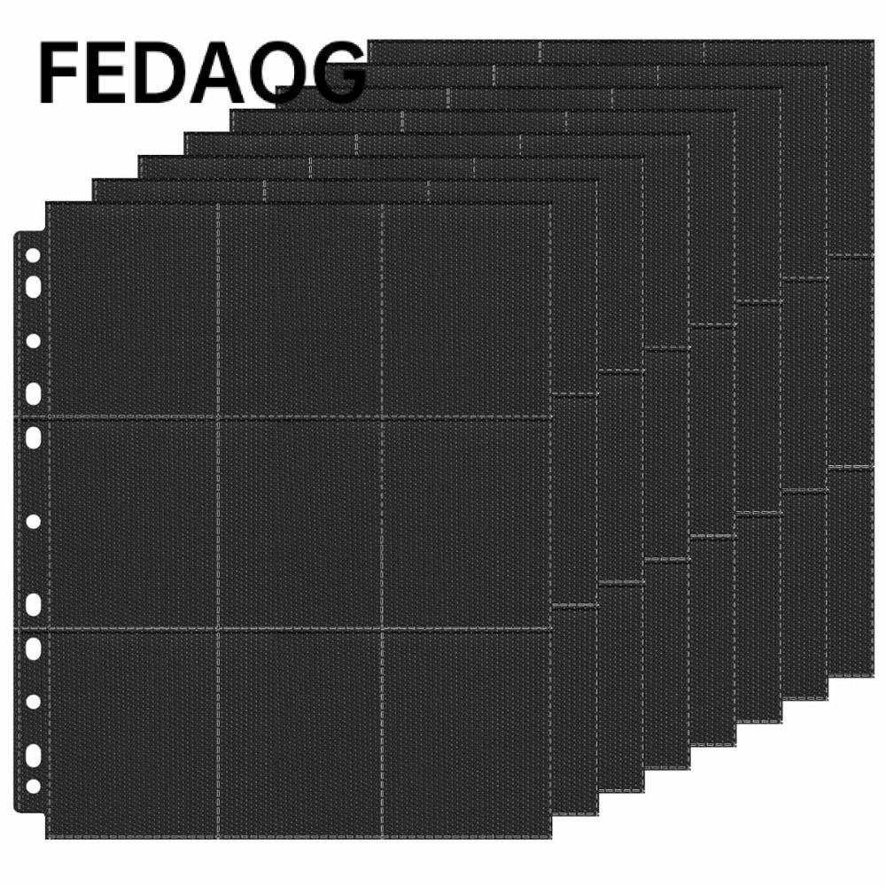 FEDAOG 10 Chiếc Trang Chất Kết Dính Thẻ Giao Dịch, Trang Nạp Lại Album Thẻ A4 9 Túi, Đường May Gia C