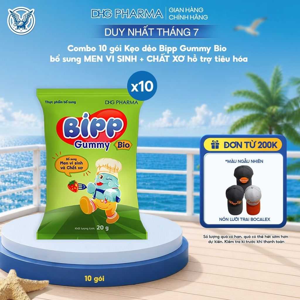 Combo 10 gói Kẹo dẻo Bipp Gummy Bio bổ sung MEN VI SINH và CHẤT XƠ hỗ trợ tiêu hóa