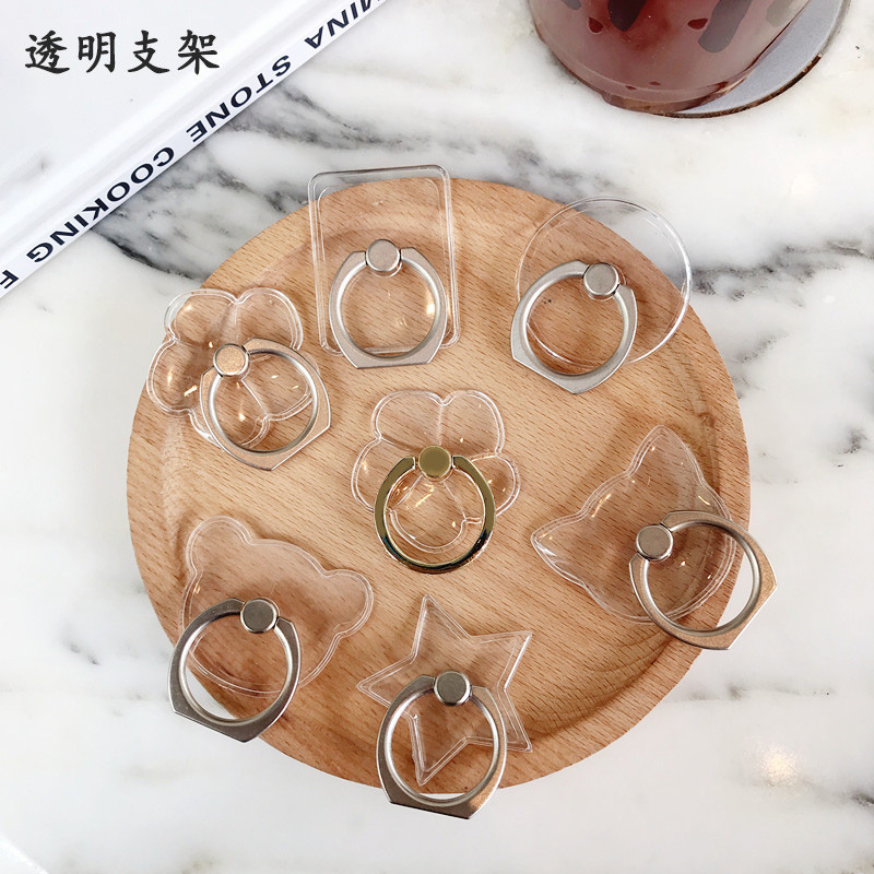 Trong Suốt Pha Lê Trong Suốt Giá Đỡ Nhẫn Kim Loại iring Lười Giá Đỡ Acrylic PC Trong Suốt Điện Thoại