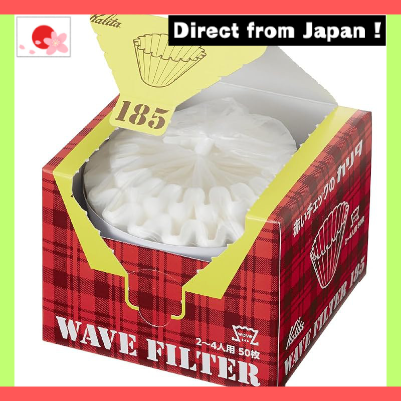 Kalita Umami-Enhancing Coffee Paper Filter Wave Filter for 2-4 People KWF-185, 50 Sheets, White #222