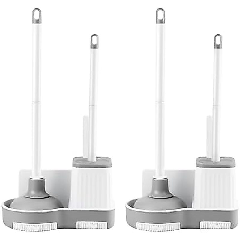 3 in 1 Toilet Brush and Plunger Set, Bathroom Cleaning, Splash-Proof, | Toilet Bowl Brush and Holder