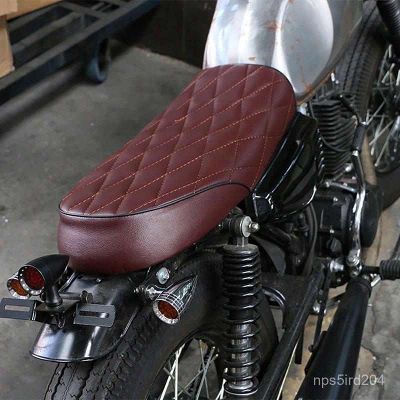 Yên xe máy vintage kiểu bánh mì phẳng cho Honda CG125 Jialing 70 bọc da bền đẹp