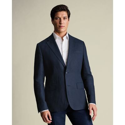 CHARLES TYRWHITT - Áo vest nam cổ ve một hàng khuy_SUN0005-NAV