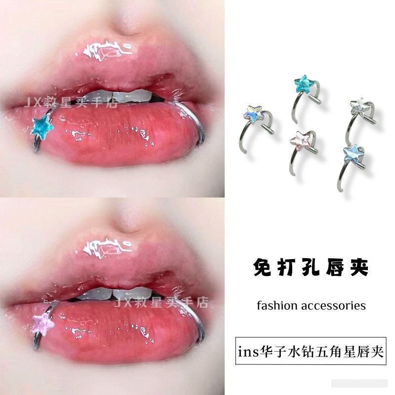 | Nhẫn Môi Ngôi Sao Kim Cương Giả Không Đau Không Xuyên Môi Giả Stu 1mjDhO5CBT0730