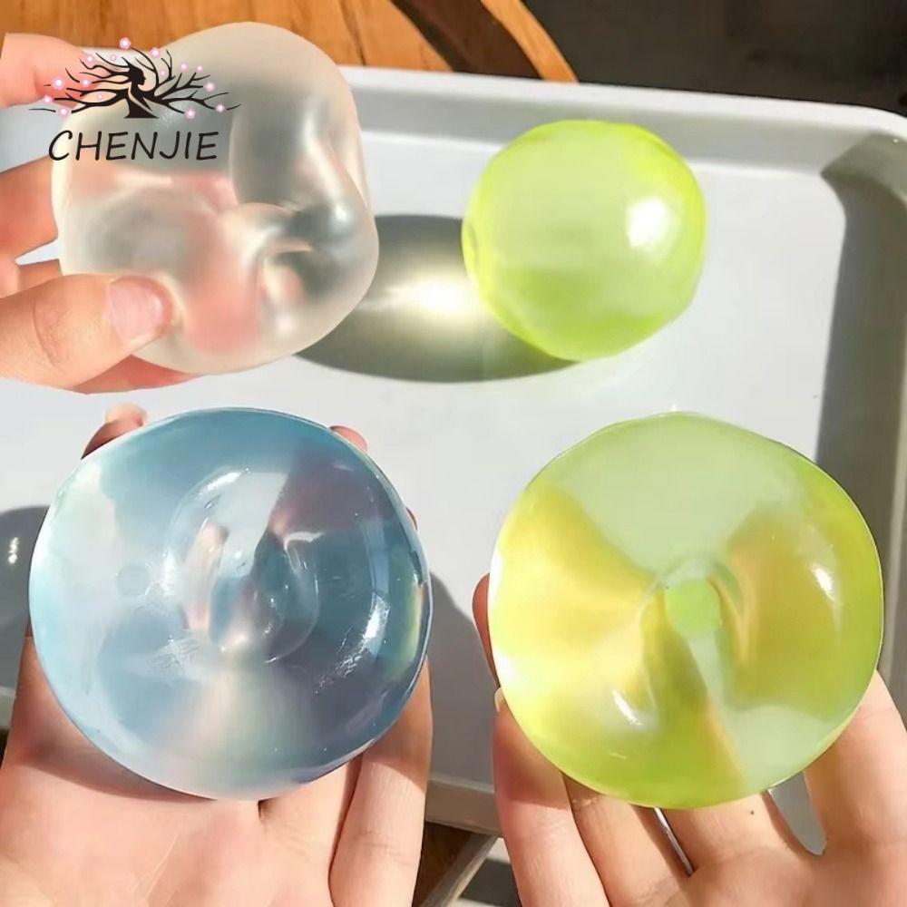 CHENJIE Dầu dừa Squishy Ball, Bóng mềm màu xanh Đồ chơi bóp nhanh, Đồ chơi nhào Jelly trong suốt Đồ 