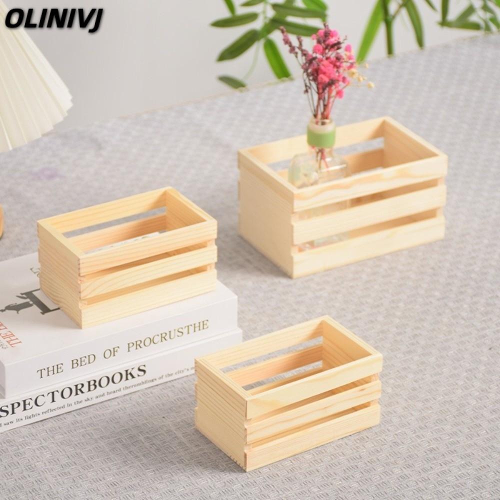 OLINIVJ 1 Thùng gỗ nhà búp bê, Giỏ đựng đồ thu nhỏ thủ công thu nhỏ thủ công DIY mở hàng đầu, Nhà búp bê đa kích thước bằng gỗ đa chức năng Hộp gỗ Mini Nhà búp bê Trang trí nhà bếp
