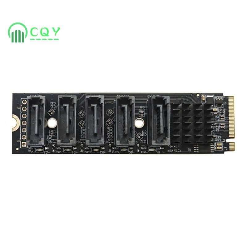 Thẻ mở rộng M.2 NVMe sang 5 cổng SATA 3.0 JMicron JMB585 Bộ điều khiển Chip M2 Key-M sang SATA3.0 Bộ