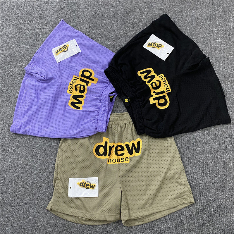 DREW Chữ Lưới Quần Short Justin Bieber Nam Nữ Cùng Phong Cách Đường Phố Cao Cấp FOG Rời Đi Biển Quần