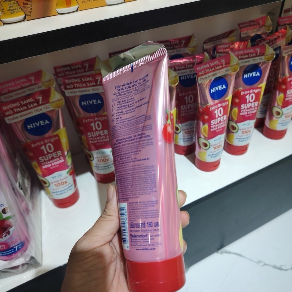 Thái Lan Nivea Nivea Body Lotion Super Vitamin 100X Kem chống nắng làm trắng phai vết thâm Dưỡng ẩm 