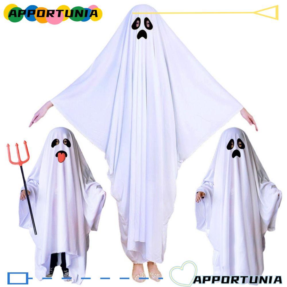 APPORTUNIA Halloween Ghost Cloak, White Boo Ghost Halloween Ghost Trang phục ma, Màn trình diễn sân 