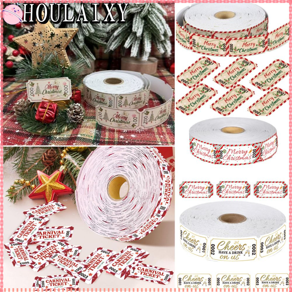 HOULAIXY 500 Chiếc Vé Bè Giáng Sinh Vui Vẻ, Nhiều Màu Sắc 5cm * 2.5cm Vé Có Thể Xé, Vui Nhộn In Hình
