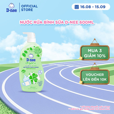 Nước rửa bình sữa D-nee từ nha đam hữu cơ, an toàn lành tính, khử khuẩn hiệu quả 600ml