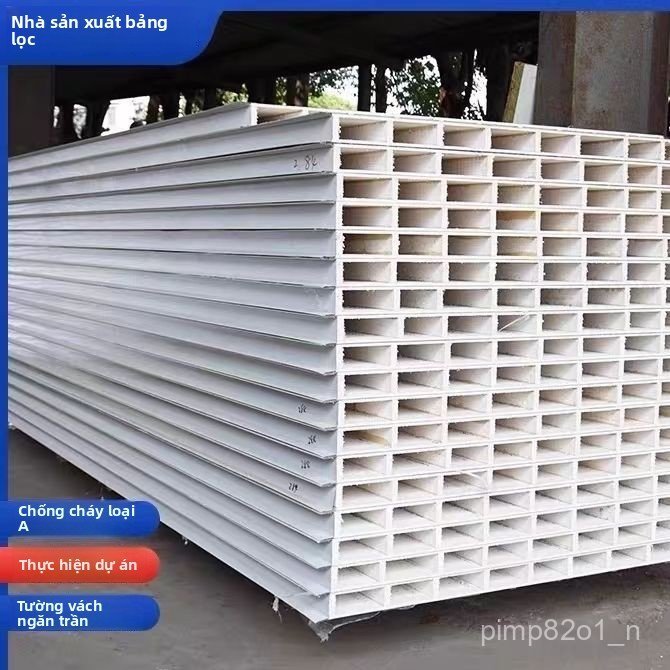 Tấm panel sandwich bông khoáng chống cháy cách nhiệt làm vách ngăn nhà xưởng phòng sạch