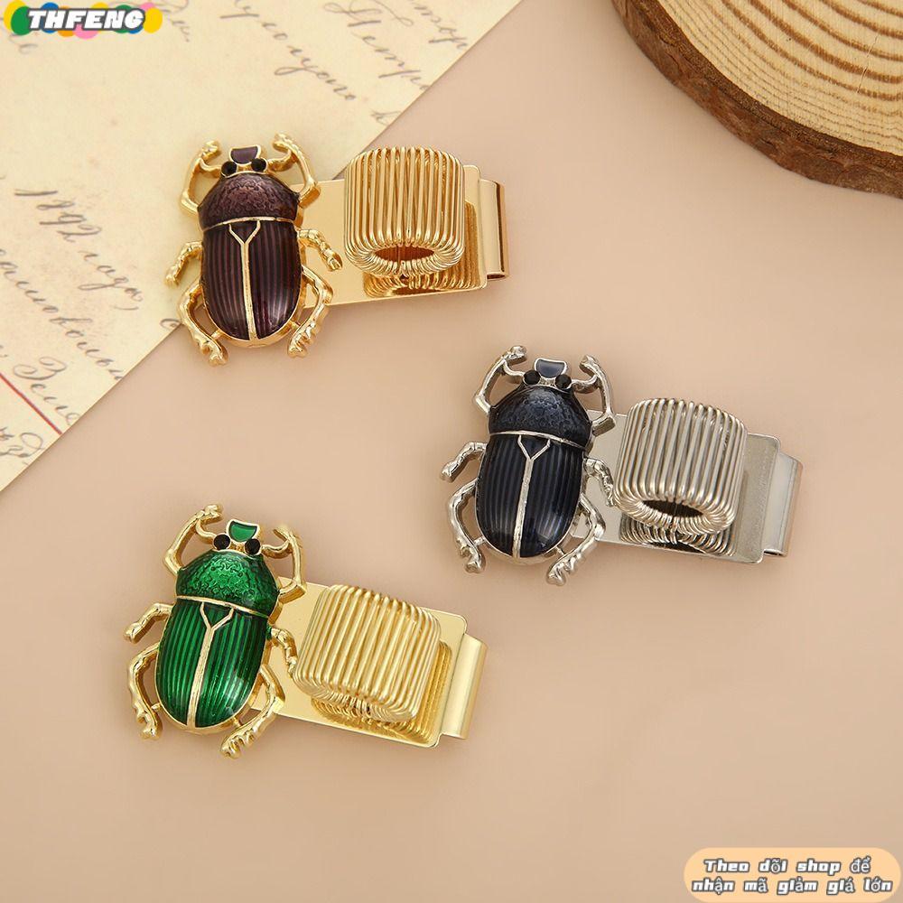 THFENG Scarab Beetle Clip, Scarab Beetle với Pen Loop Pen Pen Clip, Đa Năng Đàn Hồi Kim Loại Trang S