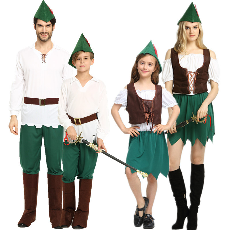 Halloween Người Lớn Nam Nữ cos Ngày Trẻ Em Xanh Tiên Tiên Quần Áo Peter Pan Peter Pan Robin Han Tran