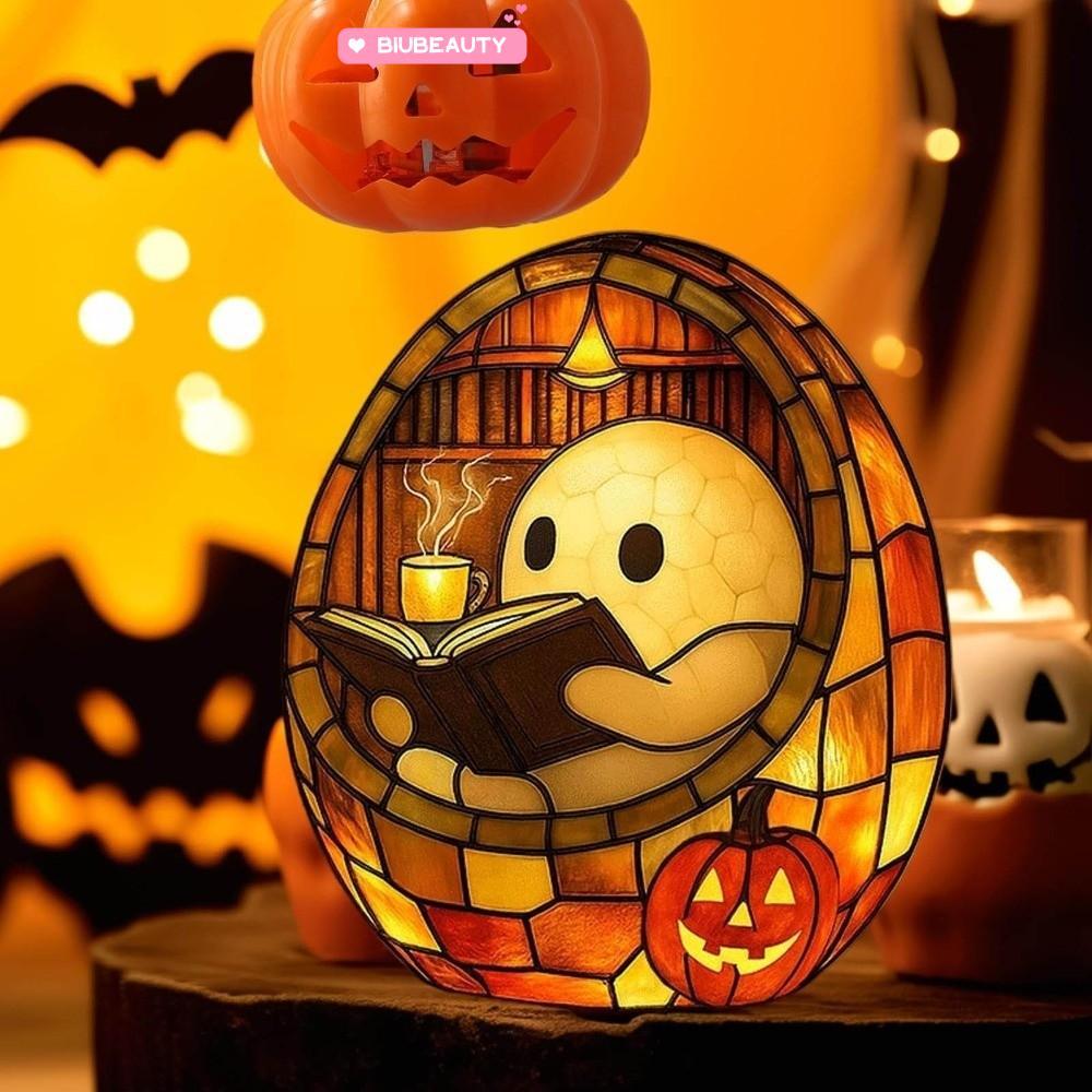 BIUBEAUTY Halloween Ghosts Night Light, Ghost Decor Flickering Light Ghost Reading Book Lamp, Ghost 