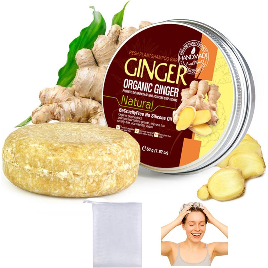 Ginger Shampoo Bar and Conditioner - Solid for All Hair Types Cleansing Formula with Natural- Solid 