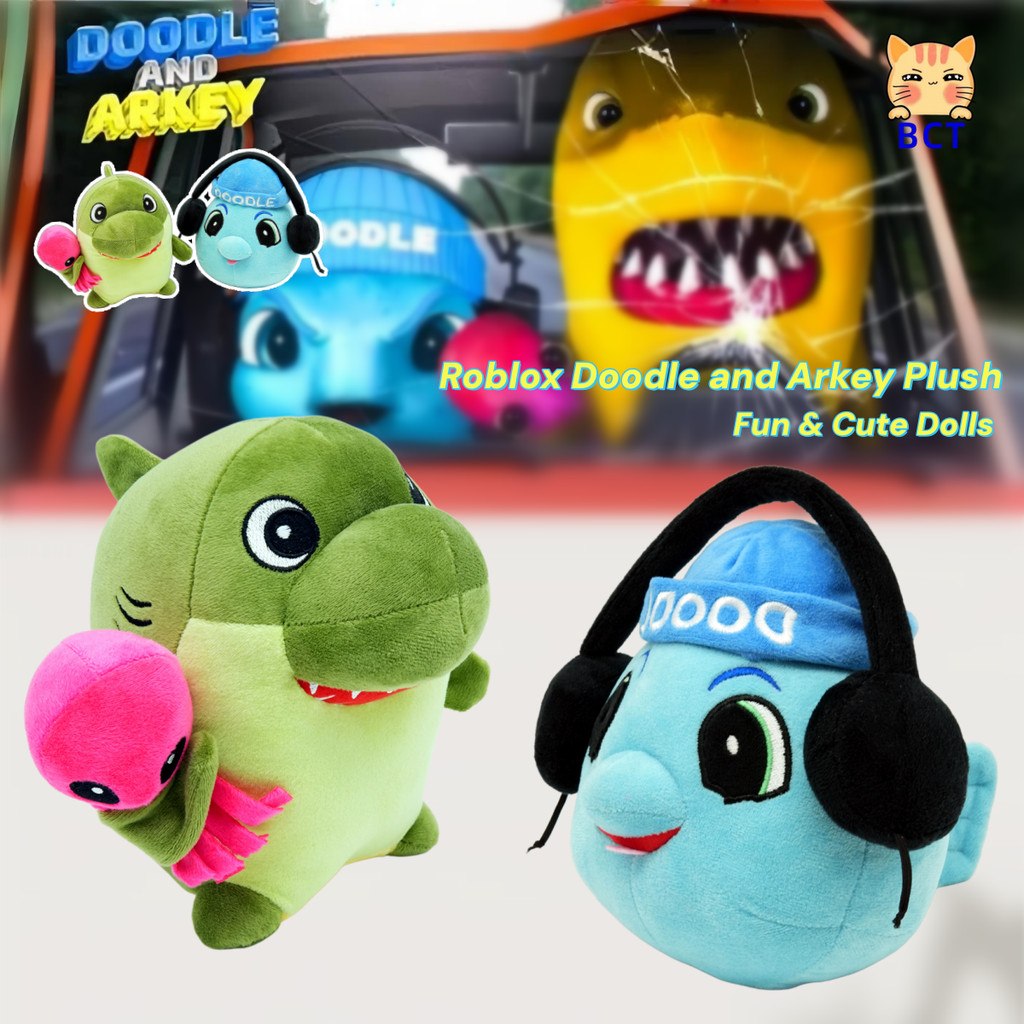 BCT✨Búp bê nhồi bông Roblox mới Kawaii Doodle và Arkey Shark Plushie Đồ chơi nhồi bông Gối mềm Búp b