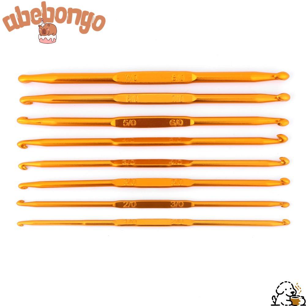ABEBONGOTF 8 chiếc Móc móc hai đầu, Thiết kế hai đầu Chất liệu Alumina Bộ kim đan móc, Nhôm vàng Màu