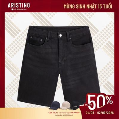 Quần Short Jean Nam Cotton co giãn Aristino Regular Fit AJH001AS0