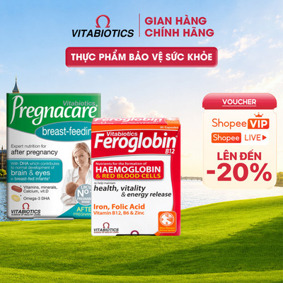 Bộ Dưỡng Chất Cho Phụ Nữ Cho Con Bú TPBVSK Pregnacare Breast- feeding Và Feroglobin B12 Capsules Vitabiotics