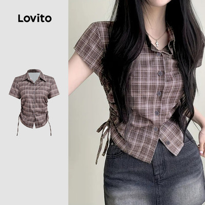 Áo Lovito phong cách thường ngày có nút mùa xuân/hè cho nữ L155ED859
