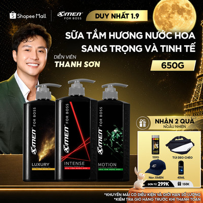 Sữa Tắm Nam XMen for Boss 650g Hương Nước Hoa Châu Âu Sang Trọng Lịch Lãm