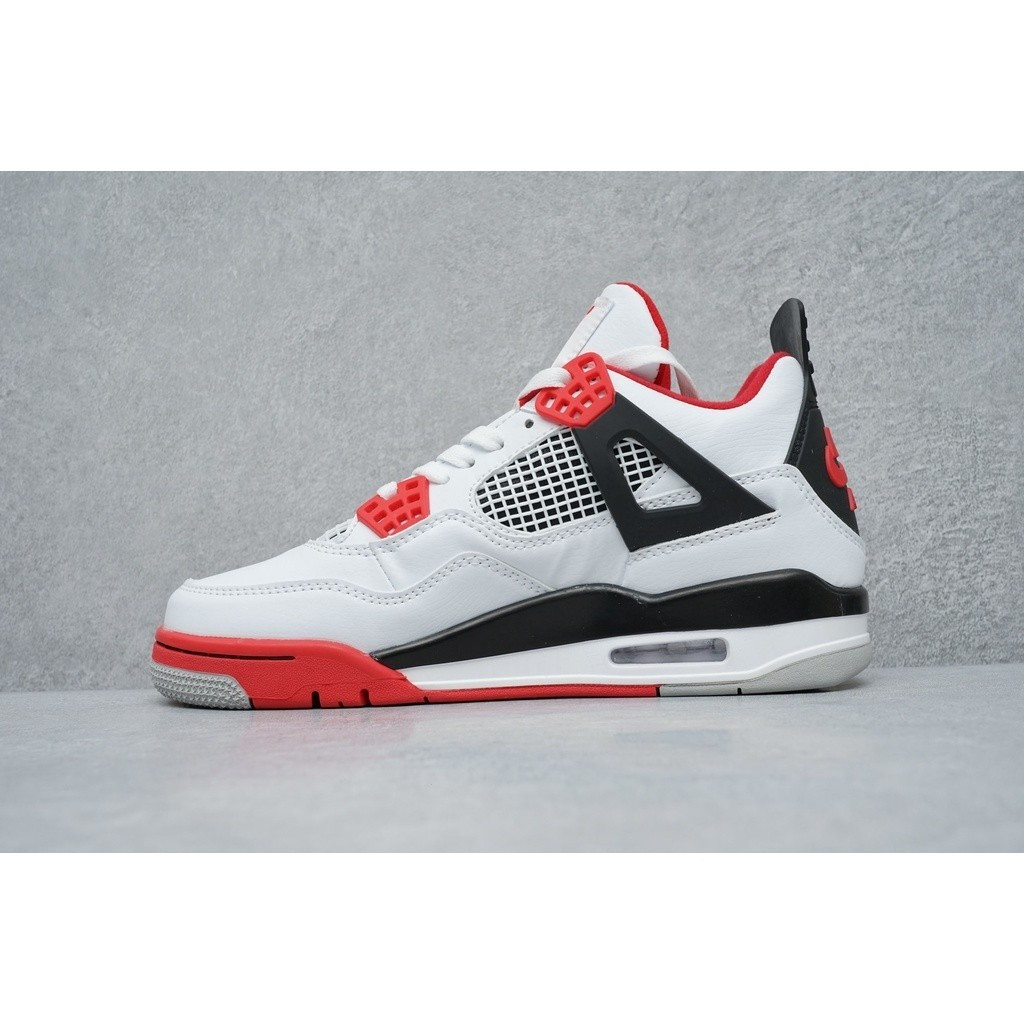 Hàng có sẵn Air Jordan 4 "lửa đỏ" giày bóng rổ cổ điển thoáng khí chống trượt không có hộp
