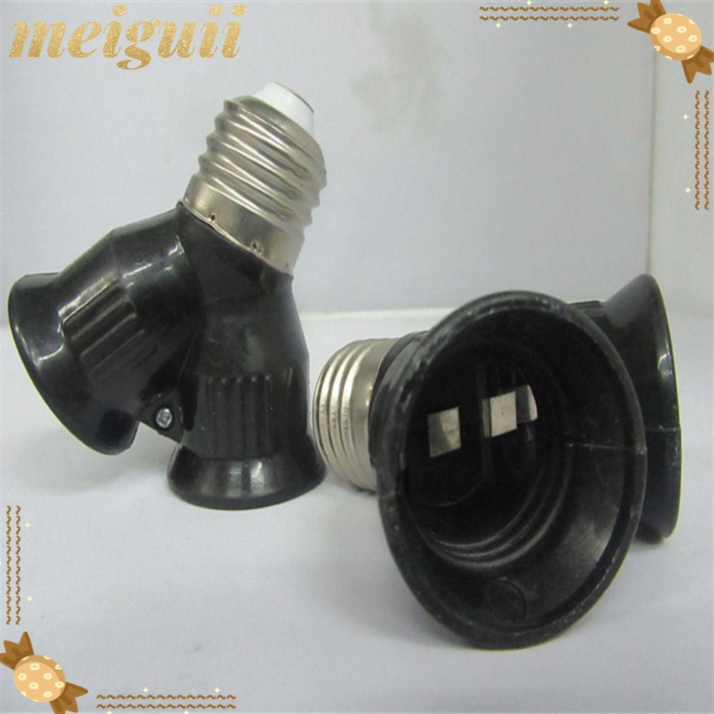 MEIGUII E27 TO 2E27, Ổ cắm bóng đèn E27 chống cháy màu đen, cặp song sinh PC bền có đế LED vít E27