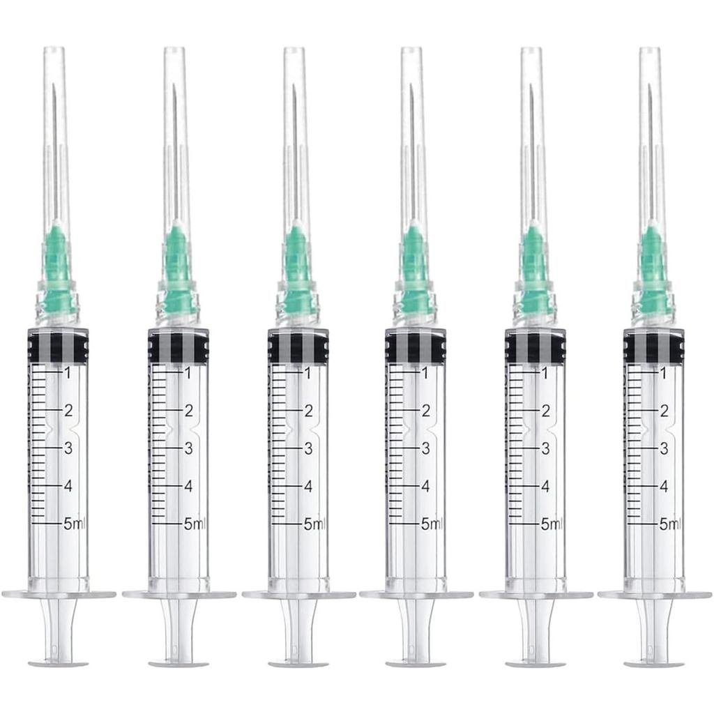 10 Pack 5ml/cc Disposable Luer Lock Lab Syringes with 21Ga 1.5 Inch Needle , Individually Sealed Pac