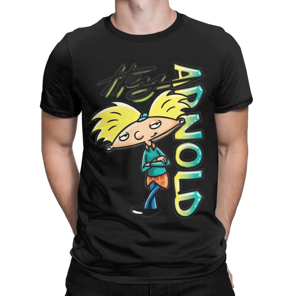 [Truyền nhiệt mực trắng] Hey Arnold Hey Arnold Anime In họa tiết Nam Áo thun ngắn tay cổ tròn 100% C
