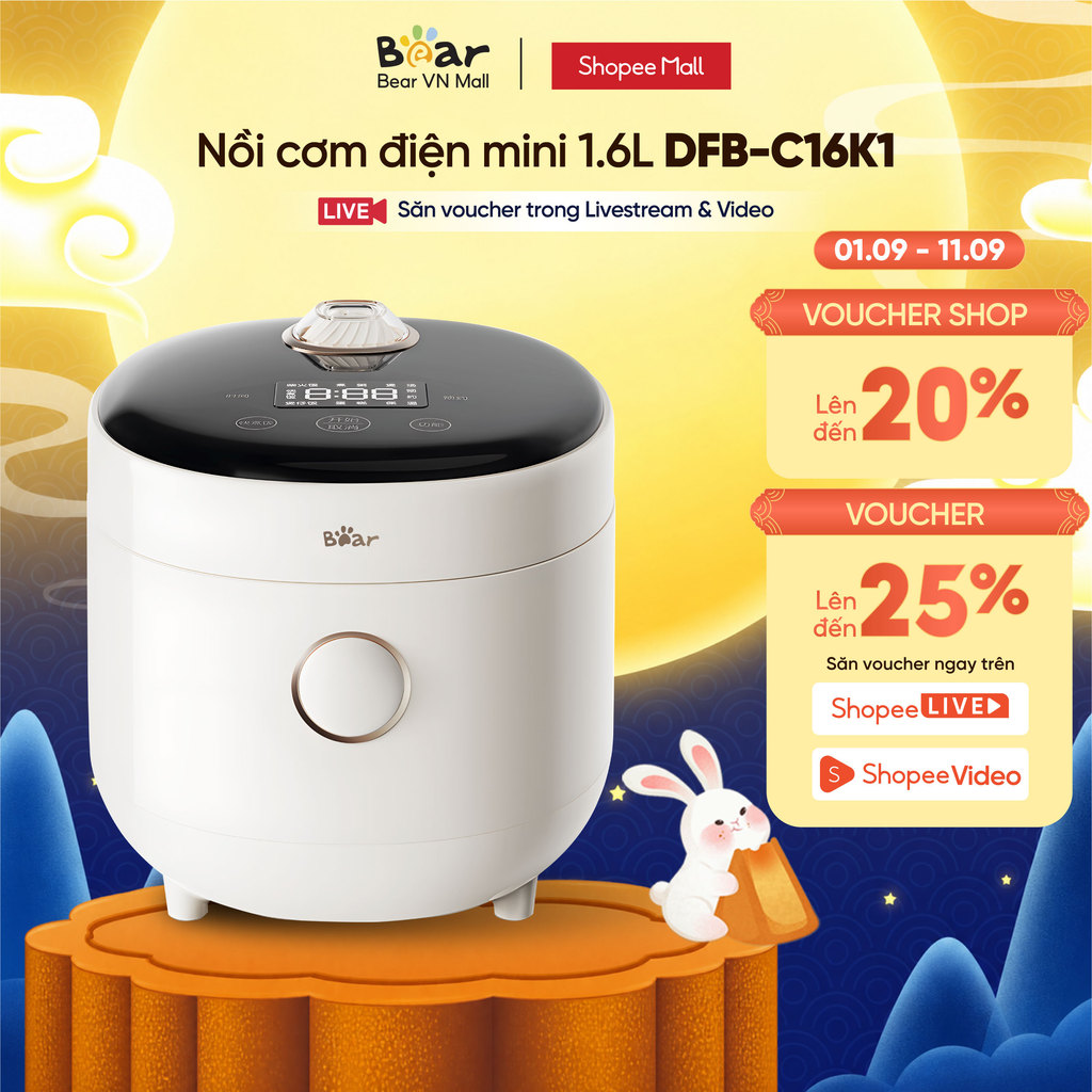 Nồi cơm điện mini (0.5L) BEAR DFB-C16K1 - Hàng Chính Hãng