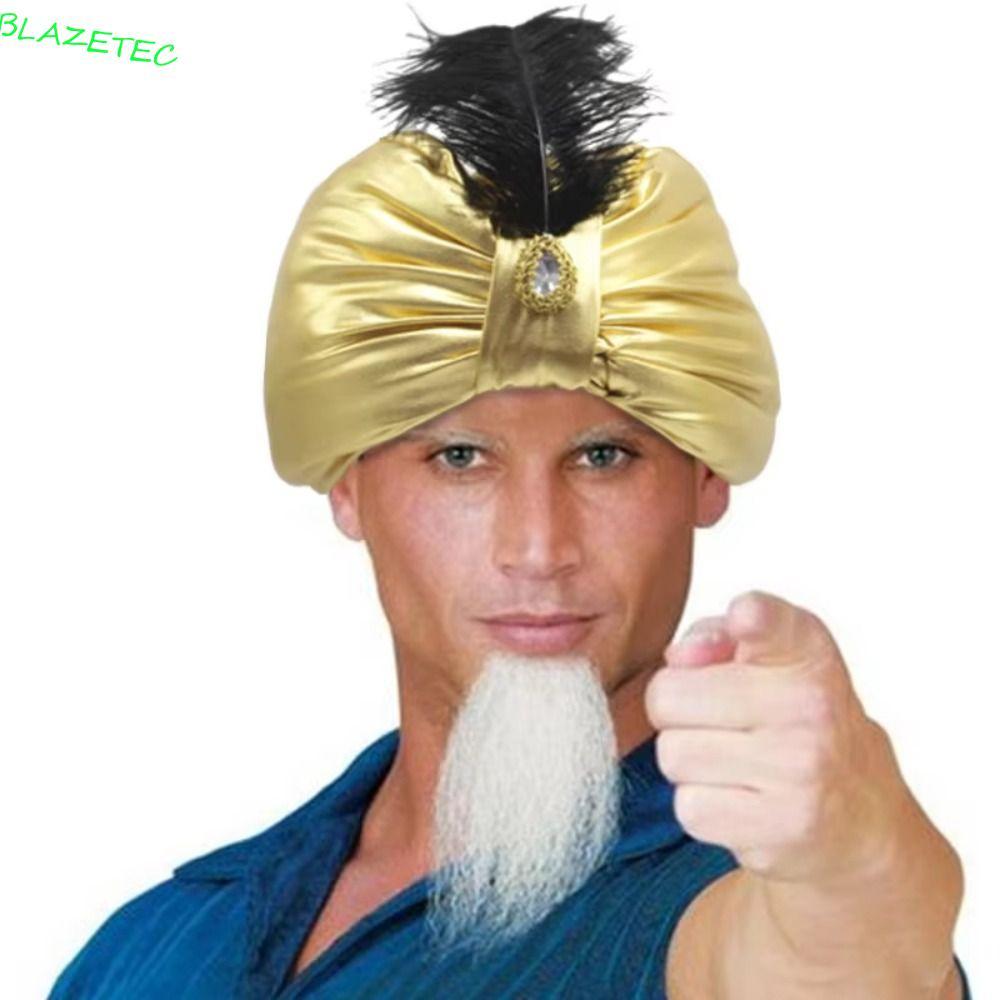 BLAZETEC Ả Rập Xếp Ly Turban, Mũ Ả Rập Trang Điểm Ấn Độ Xếp Ly Mũ, Mũ Dân Tộc Quấn Đầu Dân Tộc Sulta