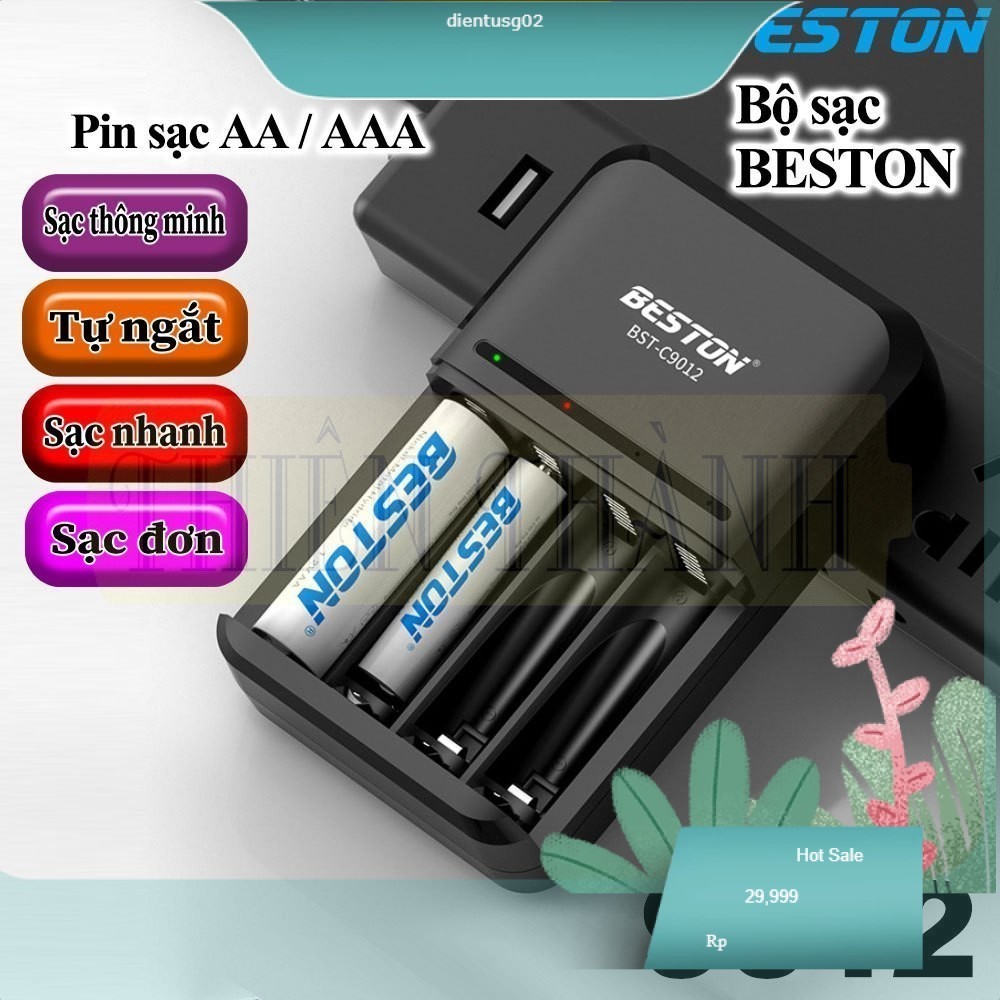 Bộ sạc BESTON C9012,pin sạc AA3300mAh,AAA1300mAh,1.2V,(9012,3300,1300)