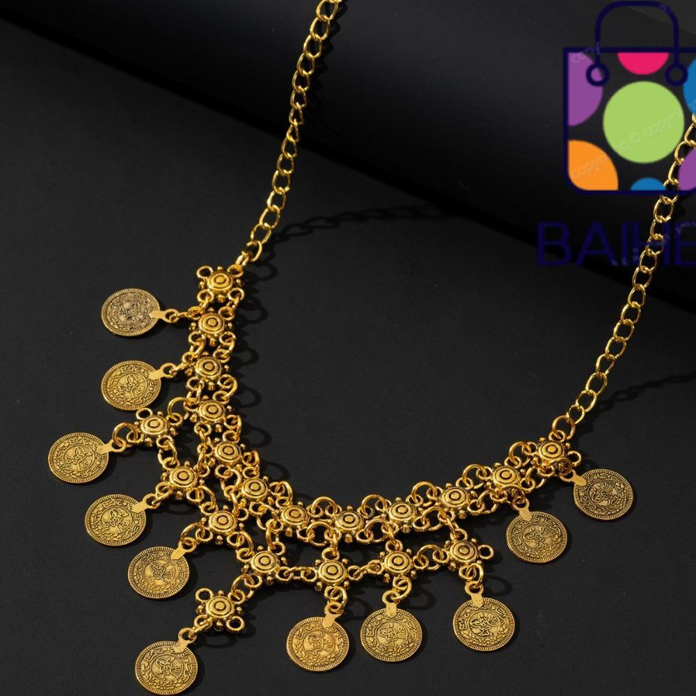 Vòng cổ tua rua BAIHEE, Vòng cổ tiền xu phong cách Bohemian cổ điển, Vòng cổ Bohemian đa năng dành c