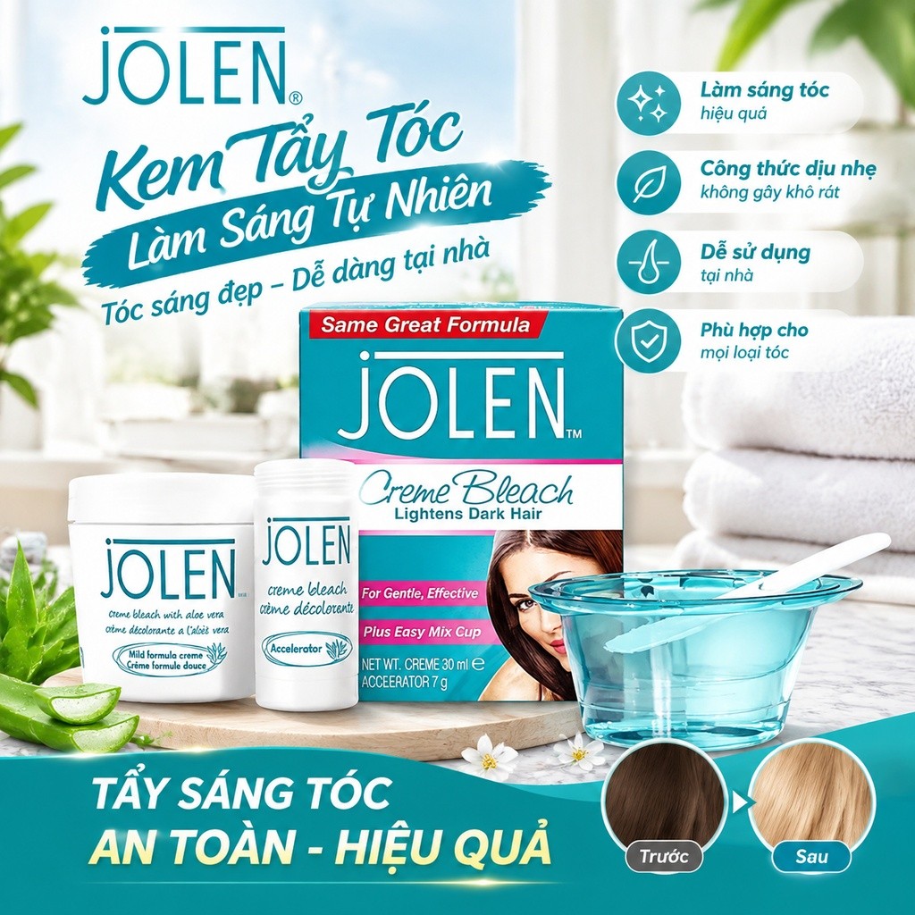 Kem tẩy lông mày JOLEN Mỹ Thuốc nhuộm lông mày Chất tẩy trắng lông mày Làm mờ lông mày Không gây dị 