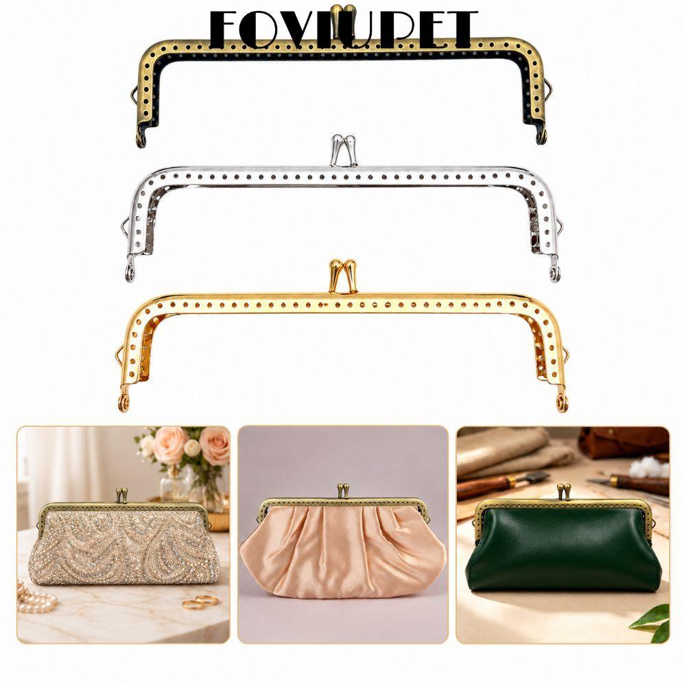 FOVIUPET Ví Khung, Khung Hợp Kim Kim Loại Hình Chữ Nhật Kiss Clasp Khung, Thiết Kế Lỗ May Khung Ly Hợp Buổi Tối Ly Hợp
