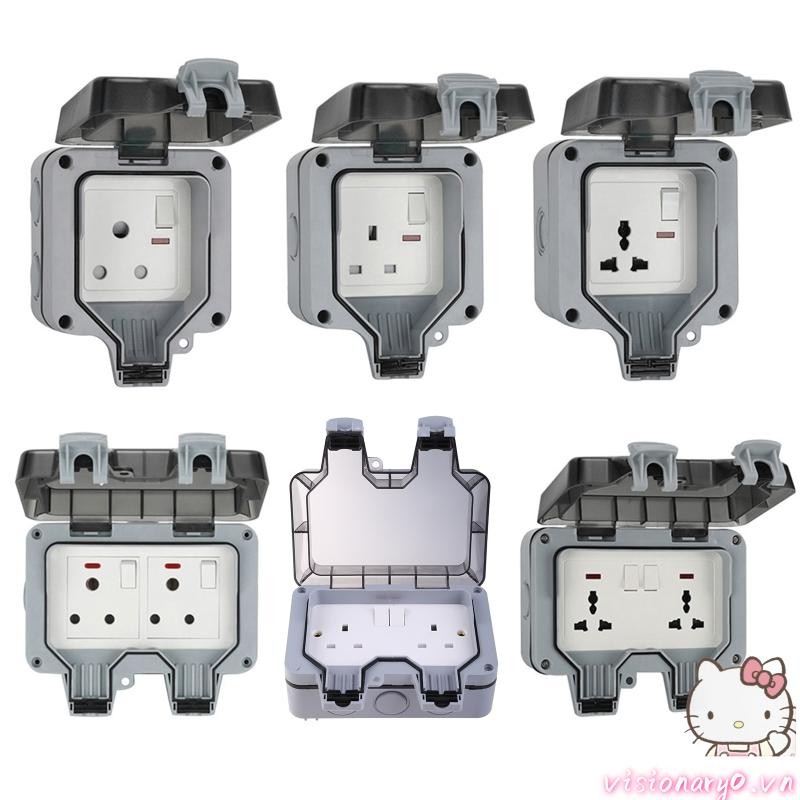 Vision UK EU Cắm Tường Ổ Cắm Công Tắc Chống Thấm Nước Ổ Cắm Điện Cho Sân Vườn