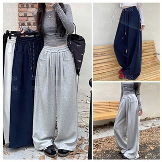  Quần Nỉ Nữ Ống Suông Cạp Chun Có Dây Rút Quần Dài Nỉ Mịn Basic Phong Cách Thể Thao Hàn Quốc 