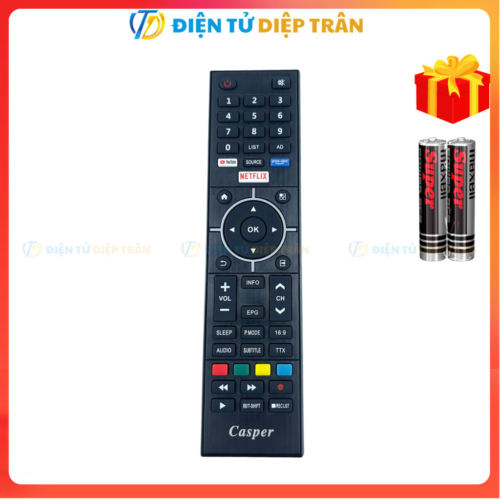 Remote điều khiển tivi Casper Mã 03 SMART, điều khiển TV Casper NETFLIX - Tặng pin - TT.Store_vn